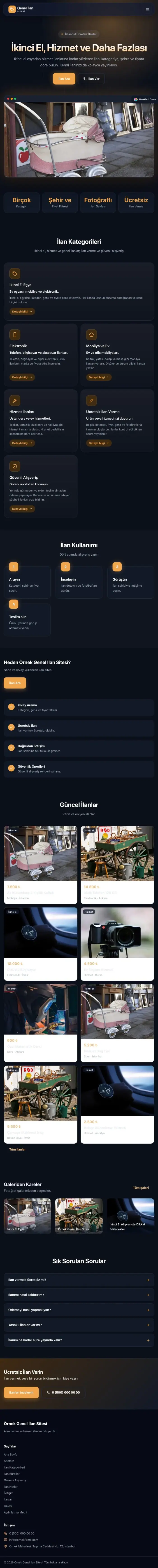 Koyu Modern Mavi Turuncu – Genel İlan Sitesi Web Sitesi tablet görünümü