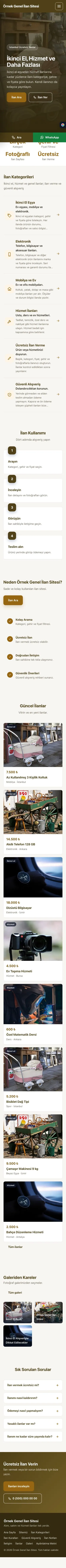 Sol Menü Kahve Turuncu – Genel İlan Sitesi Web Sitesi mobil görünümü