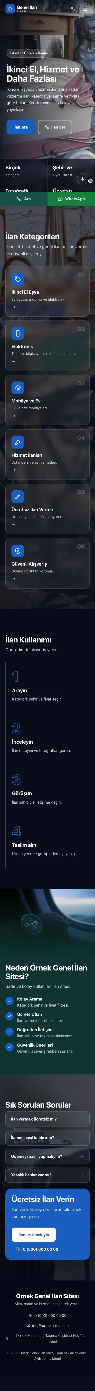 Tam Ekran Petrol Mavi – Genel İlan Sitesi Web Sitesi mobil görünümü