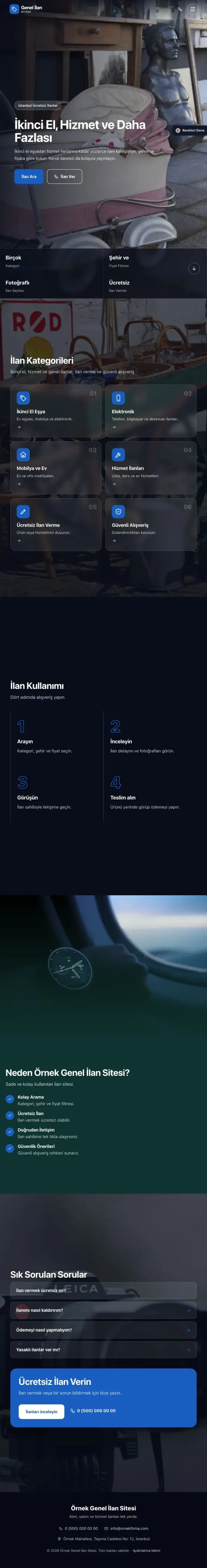Tam Ekran Petrol Mavi – Genel İlan Sitesi Web Sitesi tablet görünümü