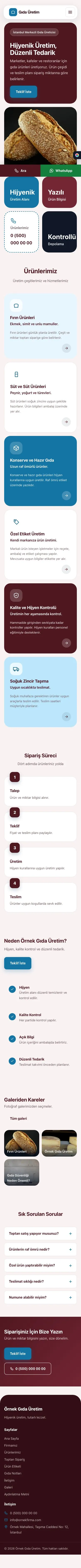 Mozaik Bordo Mavi – Gıda Üretimi Web Sitesi mobil görünümü