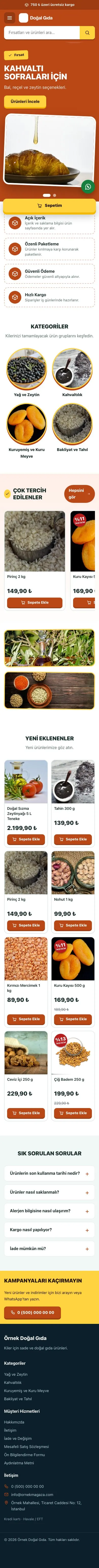 Kampanya Petrol Turuncu – Gıda ve Organik E-ticaret Sitesi mobil görünümü