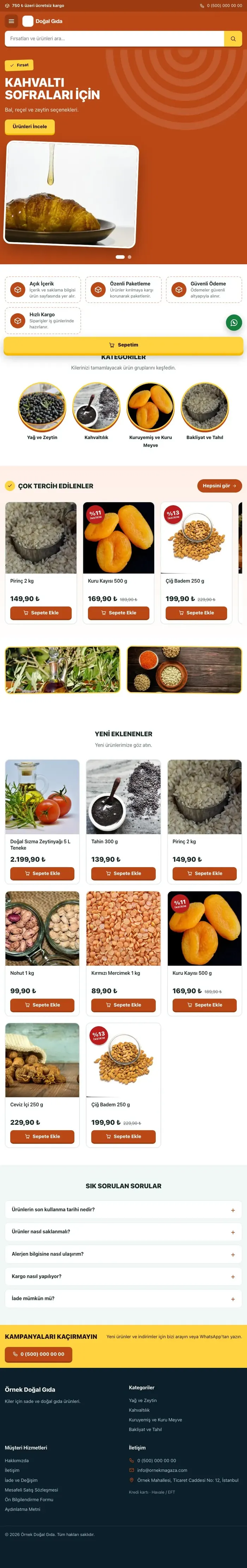 Kampanya Petrol Turuncu – Gıda ve Organik E-ticaret Sitesi tablet görünümü