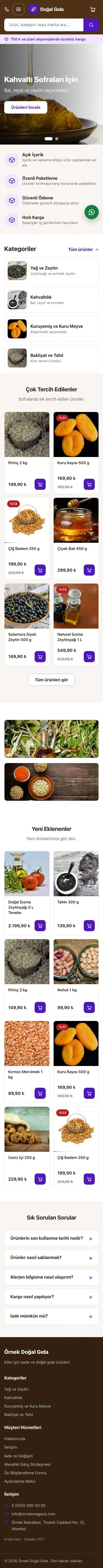 Market Kahve Mor – Gıda ve Organik E-ticaret Sitesi mobil görünümü