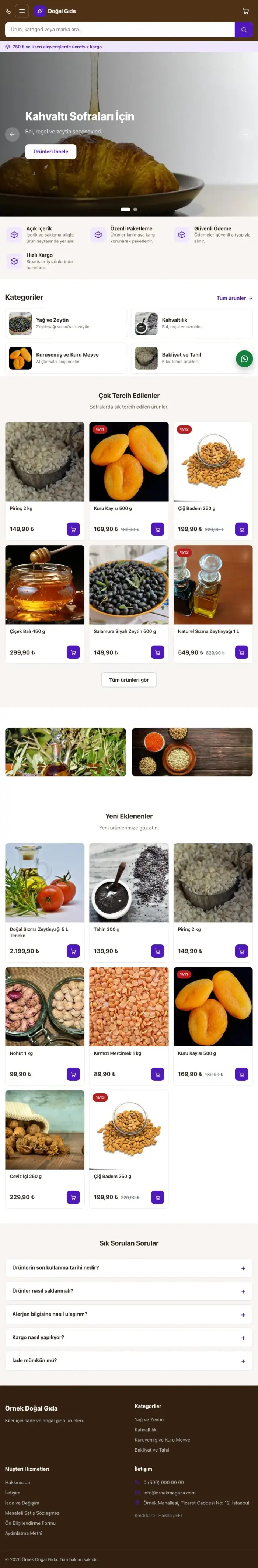 Market Kahve Mor – Gıda ve Organik E-ticaret Sitesi tablet görünümü