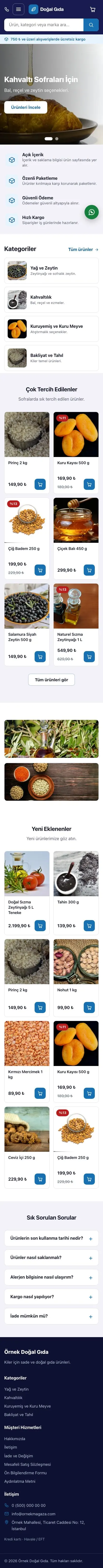 Market Lacivert Mavi – Gıda ve Organik E-ticaret Sitesi mobil görünümü