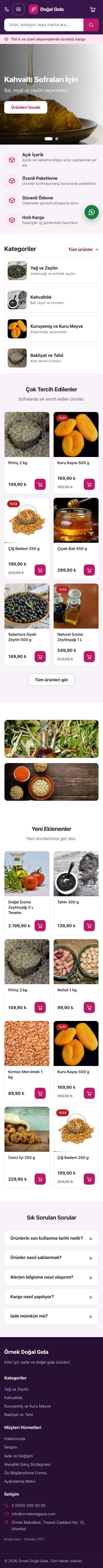 Market Mor Pembe – Gıda ve Organik E-ticaret Sitesi mobil görünümü