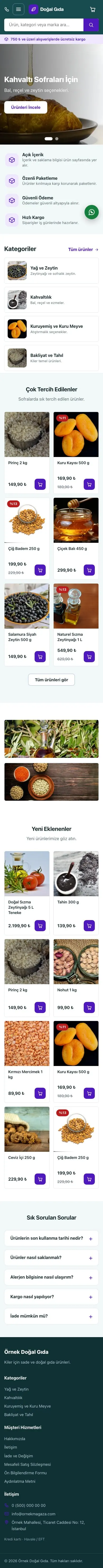 Market Petrol Mor – Gıda ve Organik E-ticaret Sitesi mobil görünümü