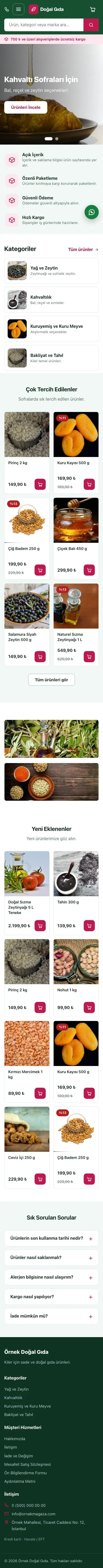 Market Yeşil Pembe – Gıda ve Organik E-ticaret Sitesi mobil görünümü