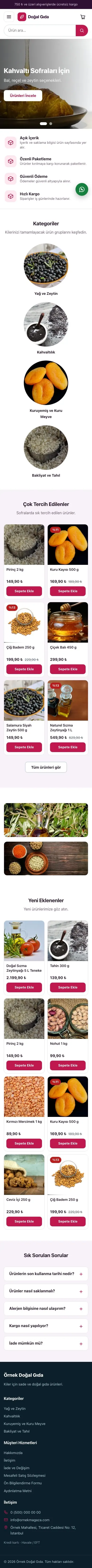 Vitrin Mor Pembe – Gıda ve Organik E-ticaret Sitesi mobil görünümü