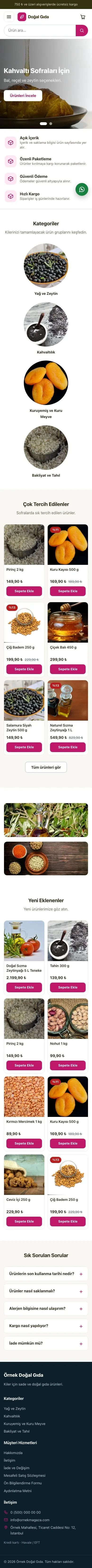 Vitrin Zeytin Pembe – Gıda ve Organik E-ticaret Sitesi mobil görünümü