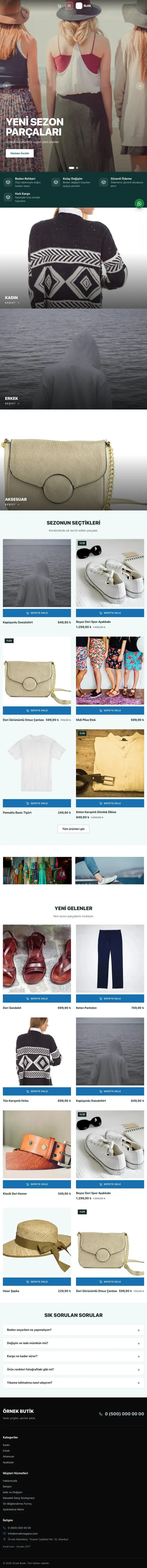Sahne Tasarım – Giyim ve Butik E-ticaret Sitesi tablet görünümü