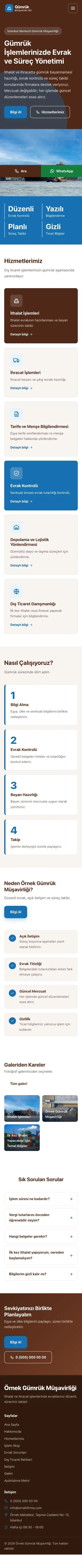 Blok Kahve Mavi – Gümrük Müşavirliği Web Sitesi mobil görünümü
