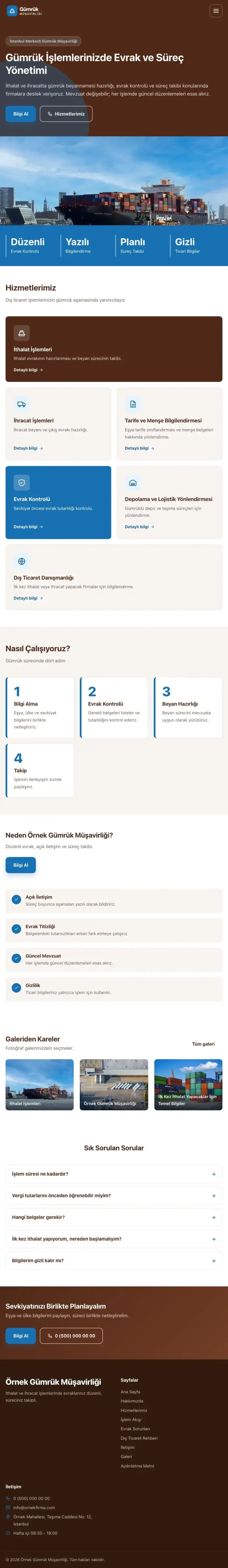 Blok Kahve Mavi – Gümrük Müşavirliği Web Sitesi tablet görünümü