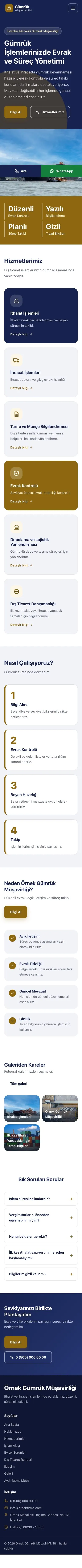 Blok Lacivert Amber – Gümrük Müşavirliği Web Sitesi mobil görünümü