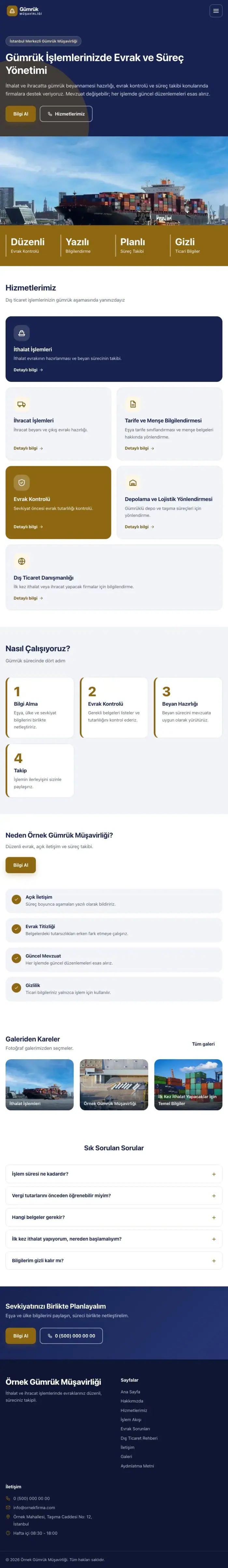 Blok Lacivert Amber – Gümrük Müşavirliği Web Sitesi tablet görünümü