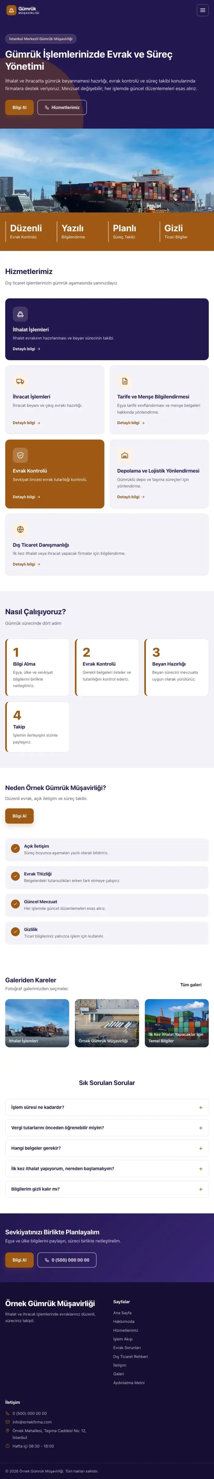 Blok Lacivert Turuncu – Gümrük Müşavirliği Web Sitesi tablet görünümü