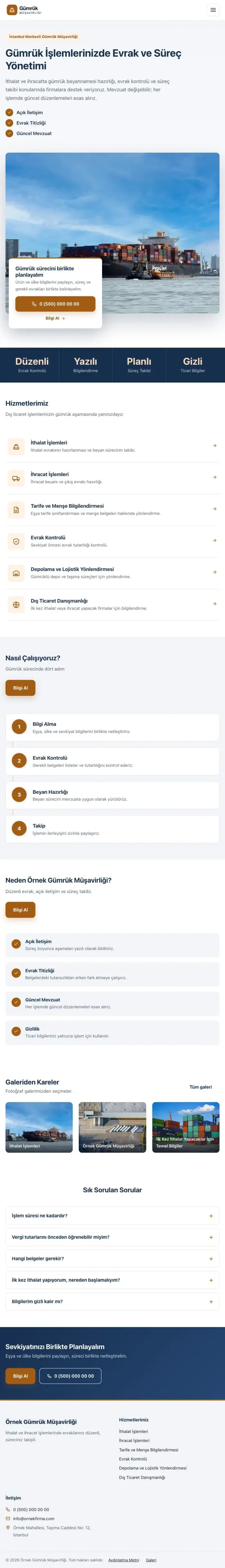 Bölünmüş Mavi Turuncu – Gümrük Müşavirliği Web Sitesi tablet görünümü