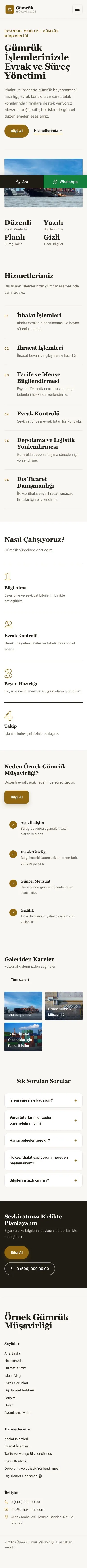 Editoryal Kahve Amber – Gümrük Müşavirliği Web Sitesi mobil görünümü