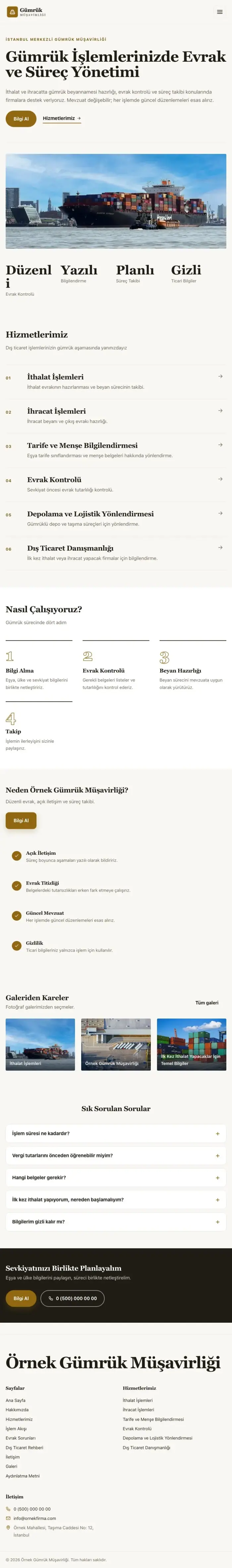 Editoryal Kahve Amber – Gümrük Müşavirliği Web Sitesi tablet görünümü