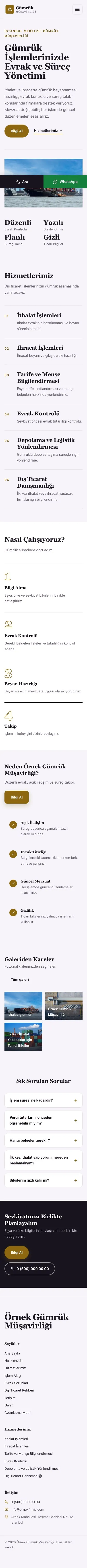Editoryal Mor Amber – Gümrük Müşavirliği Web Sitesi mobil görünümü
