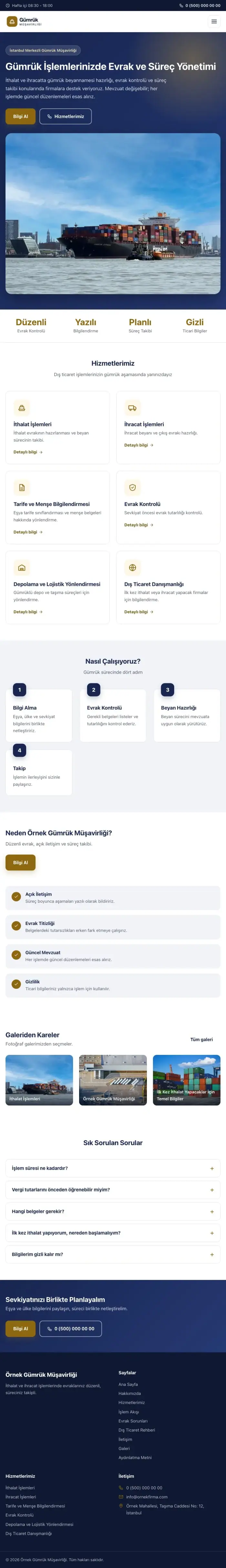 Klasik Lacivert Amber – Gümrük Müşavirliği Web Sitesi tablet görünümü