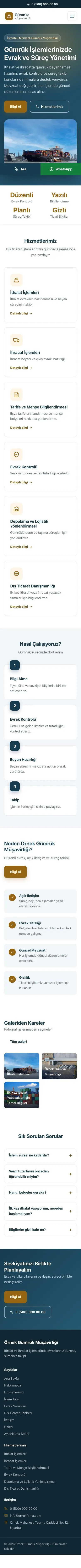 Klasik Mavi Turuncu – Gümrük Müşavirliği Web Sitesi mobil görünümü