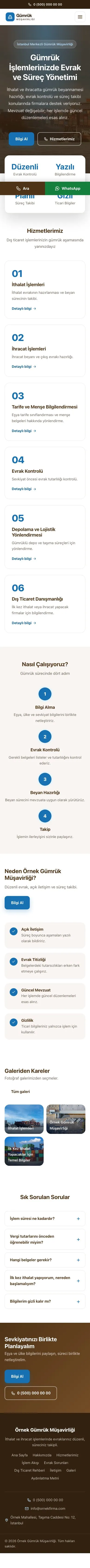 Merkez Kahve Mavi – Gümrük Müşavirliği Web Sitesi mobil görünümü