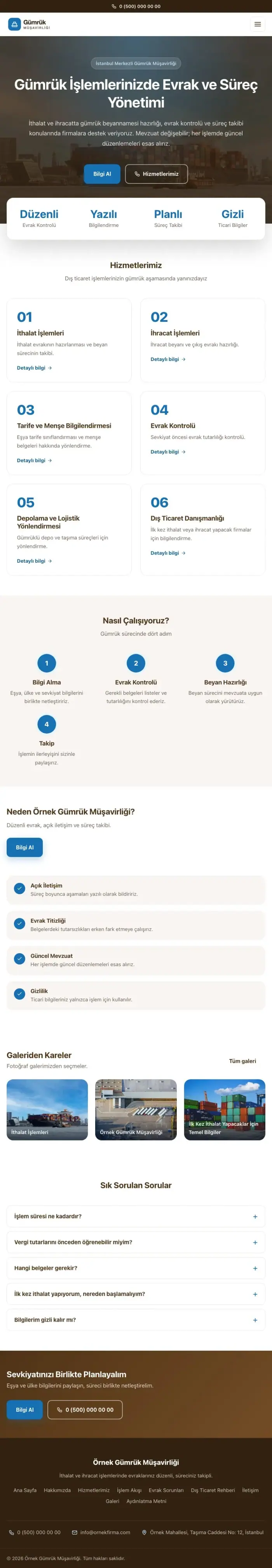 Merkez Kahve Mavi – Gümrük Müşavirliği Web Sitesi tablet görünümü
