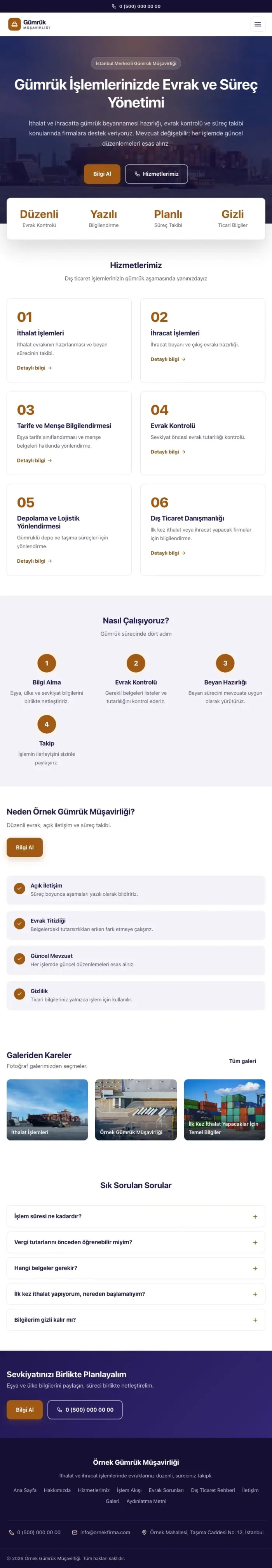 Merkez Lacivert Turuncu – Gümrük Müşavirliği Web Sitesi tablet görünümü