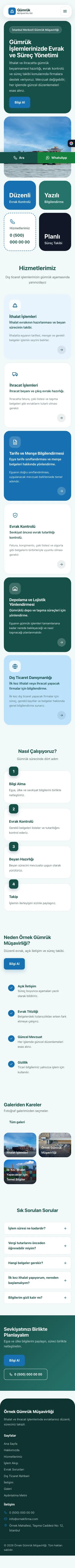 Mozaik Petrol Mavi – Gümrük Müşavirliği Web Sitesi mobil görünümü