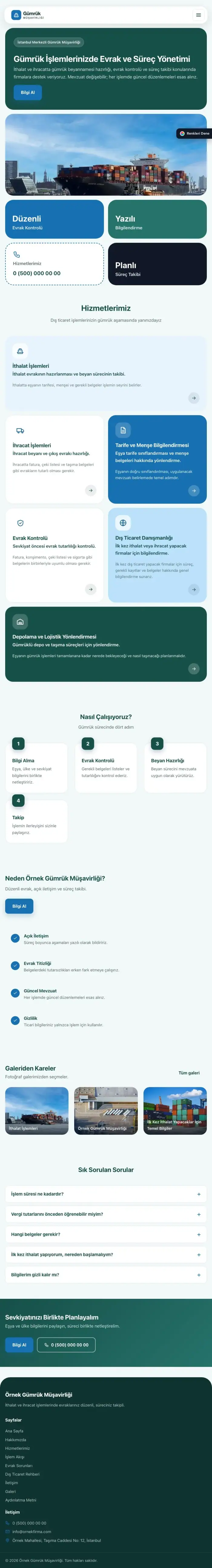 Mozaik Petrol Mavi – Gümrük Müşavirliği Web Sitesi tablet görünümü