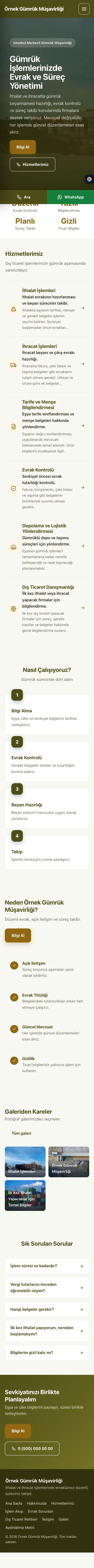 Sol Menü Zeytin Amber – Gümrük Müşavirliği Web Sitesi mobil görünümü