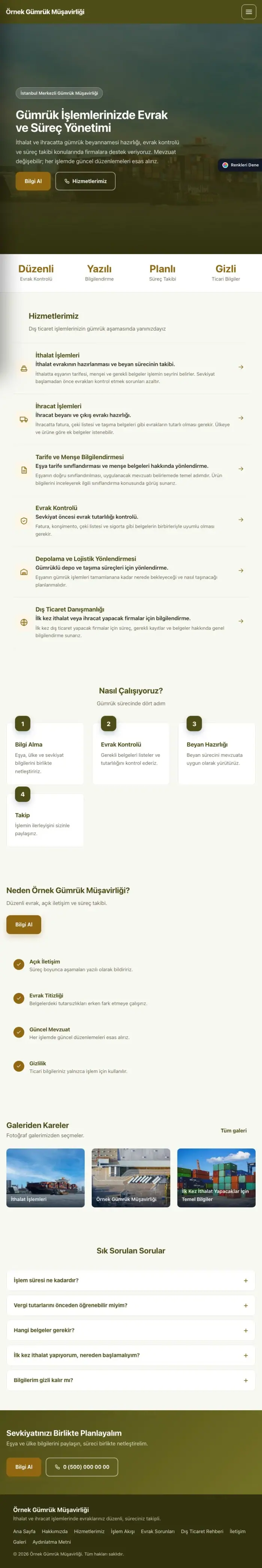 Sol Menü Zeytin Amber – Gümrük Müşavirliği Web Sitesi tablet görünümü