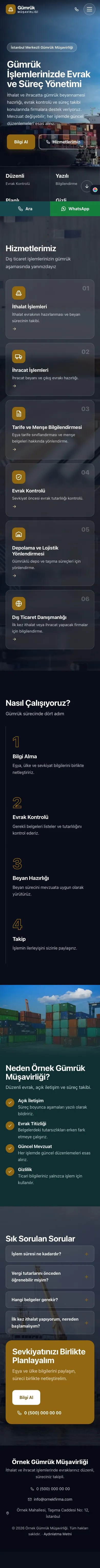 Tam Ekran Petrol Amber – Gümrük Müşavirliği Web Sitesi mobil görünümü