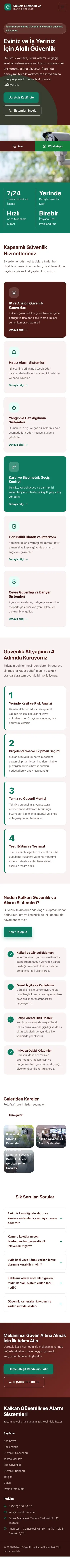 Blok Bordo Turkuaz – Güvenlik ve Alarm Web Sitesi mobil görünümü