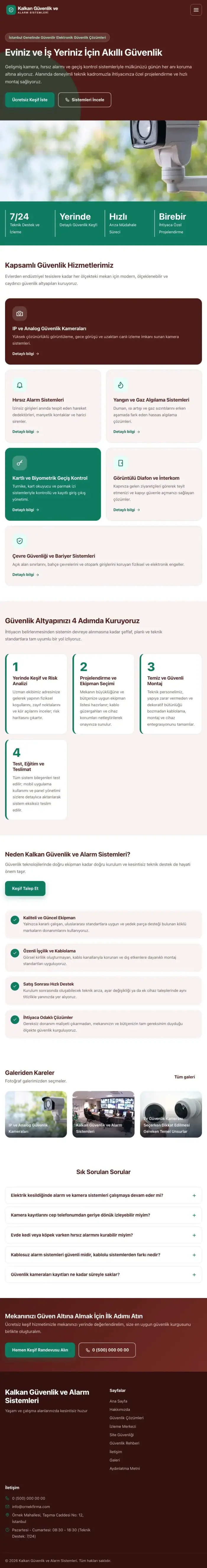 Blok Bordo Turkuaz – Güvenlik ve Alarm Web Sitesi tablet görünümü
