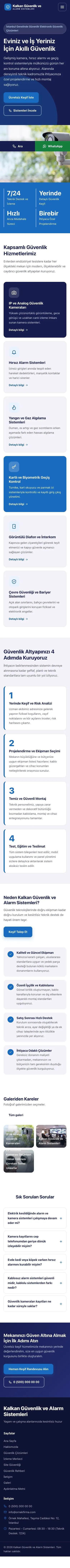 Blok Lacivert Mavi – Güvenlik ve Alarm Web Sitesi mobil görünümü