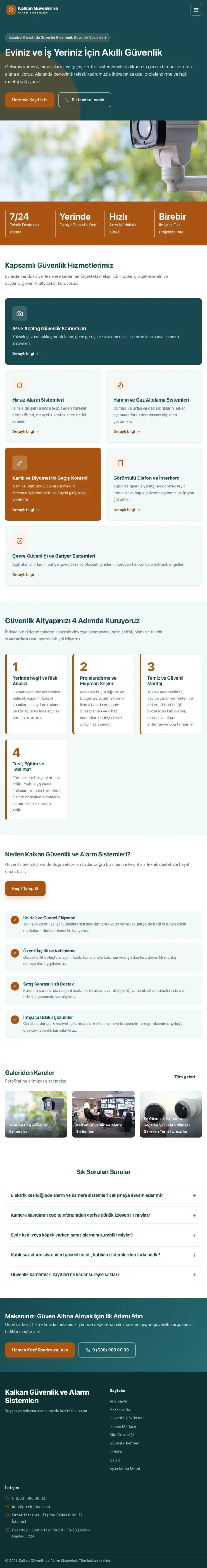 Blok Petrol Turuncu – Güvenlik ve Alarm Web Sitesi tablet görünümü