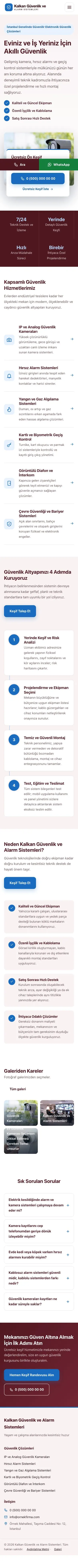 Bölünmüş Bordo Mavi – Güvenlik ve Alarm Web Sitesi mobil görünümü