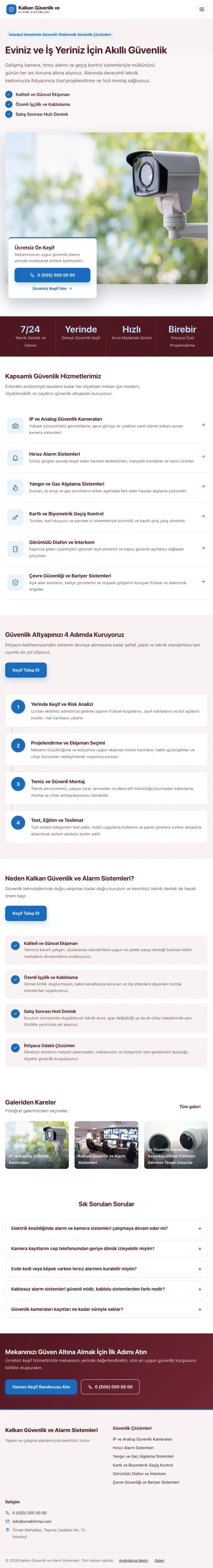 Bölünmüş Bordo Mavi – Güvenlik ve Alarm Web Sitesi tablet görünümü