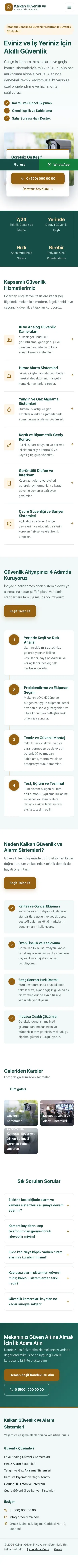 Bölünmüş Petrol Turuncu – Güvenlik ve Alarm Web Sitesi mobil görünümü