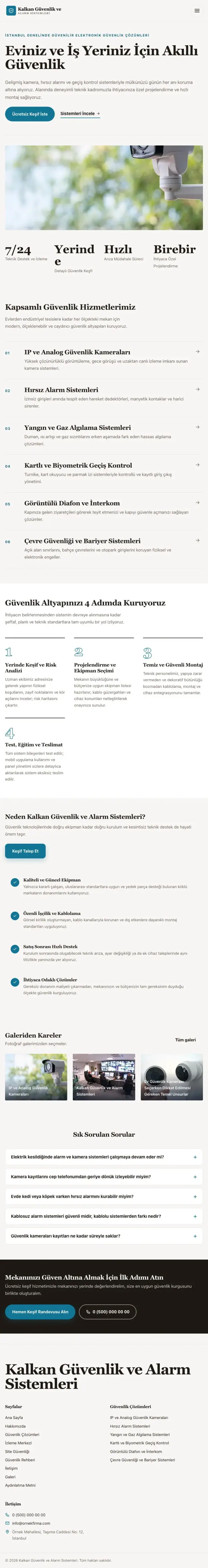 Editoryal Kahve Turkuaz – Güvenlik ve Alarm Web Sitesi tablet görünümü
