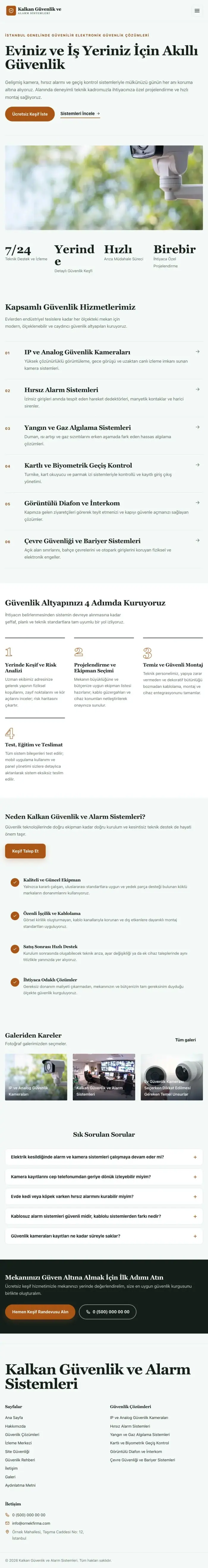 Editoryal Yeşil Turuncu – Güvenlik ve Alarm Web Sitesi tablet görünümü
