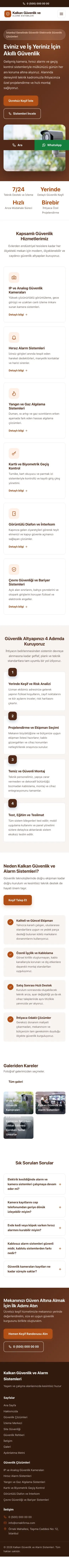 Klasik Kahve Turuncu – Güvenlik ve Alarm Web Sitesi mobil görünümü