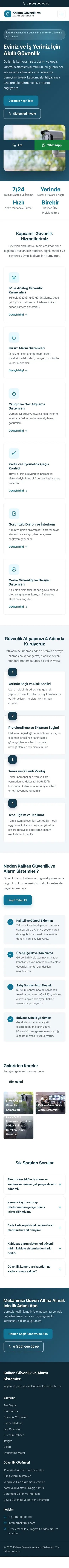 Klasik Mavi Turkuaz – Güvenlik ve Alarm Web Sitesi mobil görünümü