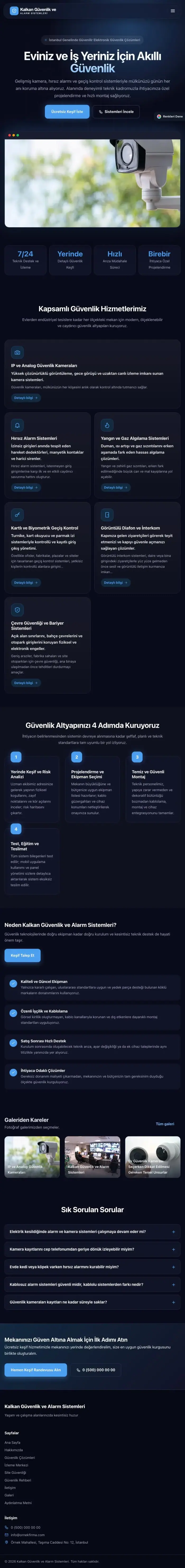 Koyu Modern Lacivert Mavi – Güvenlik ve Alarm Web Sitesi tablet görünümü
