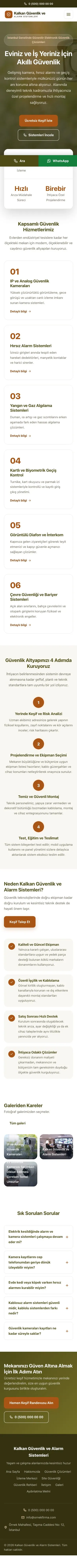 Merkez Zeytin Turuncu – Güvenlik ve Alarm Web Sitesi mobil görünümü