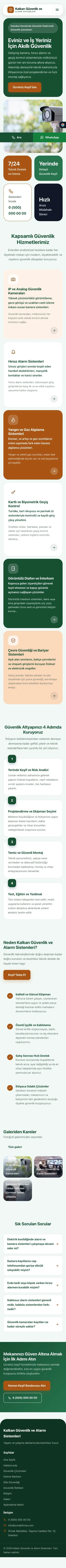 Mozaik Yeşil Turuncu – Güvenlik ve Alarm Web Sitesi mobil görünümü