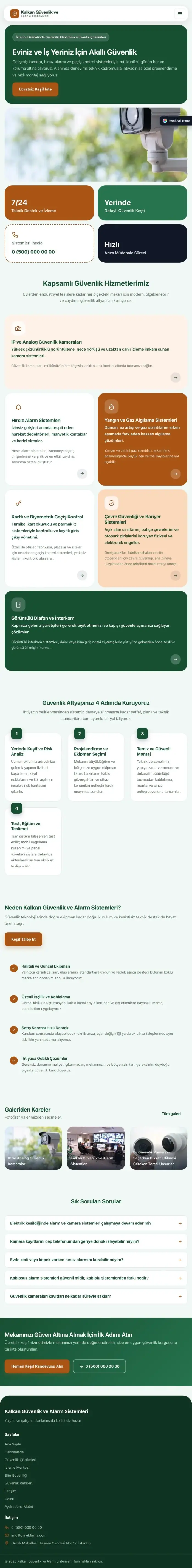 Mozaik Yeşil Turuncu – Güvenlik ve Alarm Web Sitesi tablet görünümü
